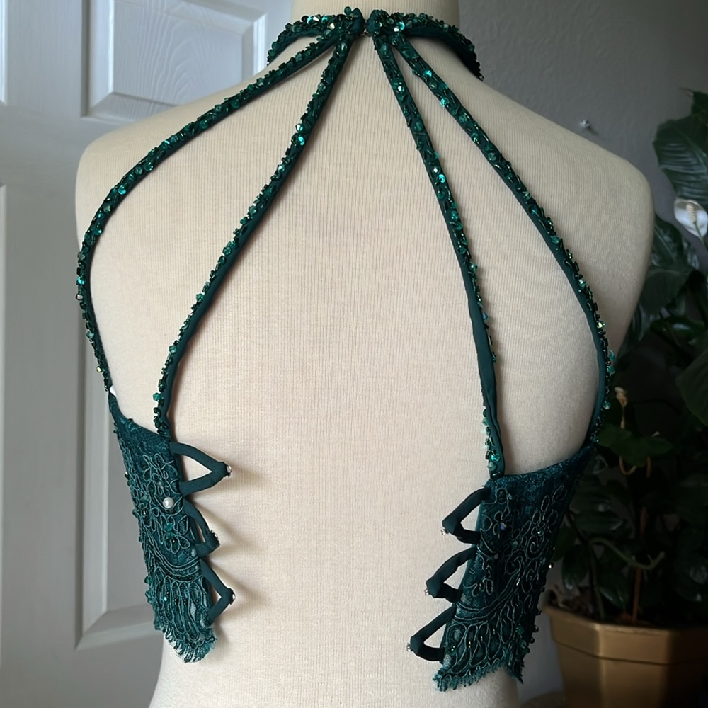 Ellie Wilde Teal Lace Halter Top - Picture 5 of 8